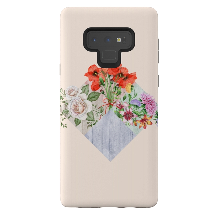 Galaxy Note 9 StrongFit Floral Blocks by Creativeaxle