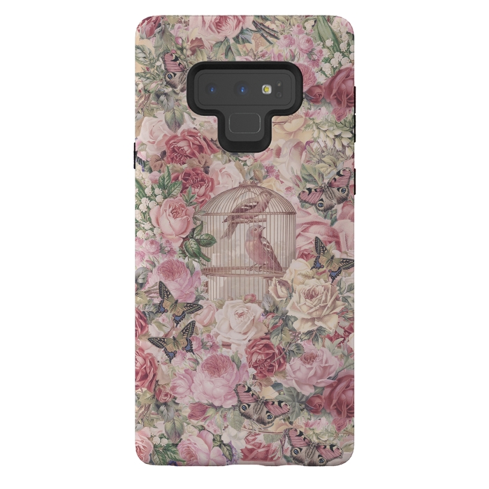 Galaxy Note 9 StrongFit Nostalgic Flowers With Birdcage by Andrea Haase