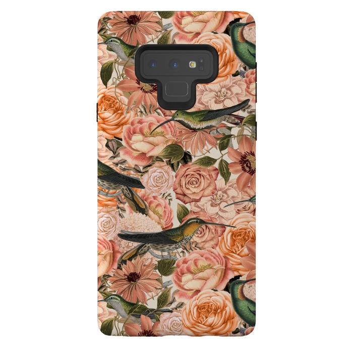 Galaxy Note 9 StrongFit Vintage Flower And Hummingbird Pattern by Andrea Haase