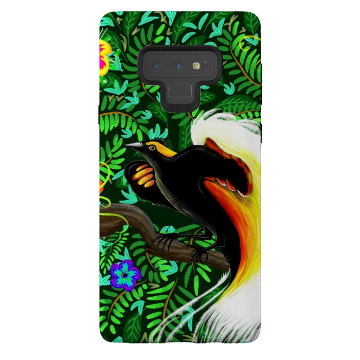 Galaxy Note 9 StrongFit Paradise Bird Fire Feathers   by BluedarkArt