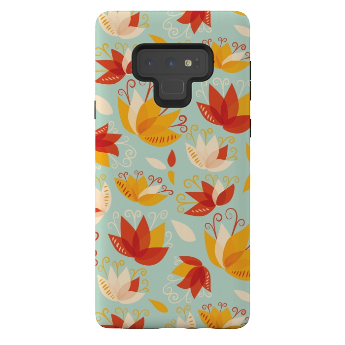 Galaxy Note 9 StrongFit Whimsical Abstract Colorful Lily Floral Pattern by Boriana Giormova