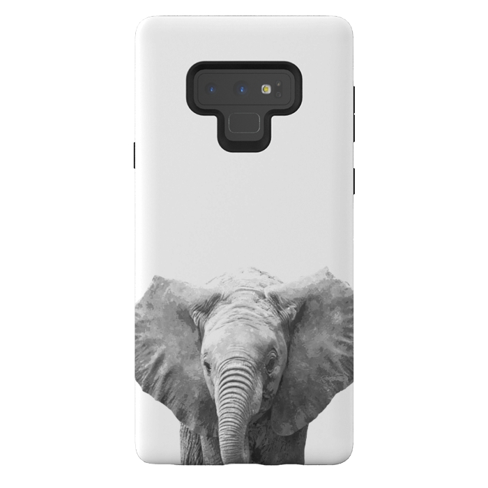 Galaxy Note 9 StrongFit Black and White Baby Elephant  by Alemi