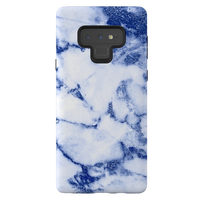 Galaxy Note 9 StrongFit Blue Veined Glitter Marble by  Utart