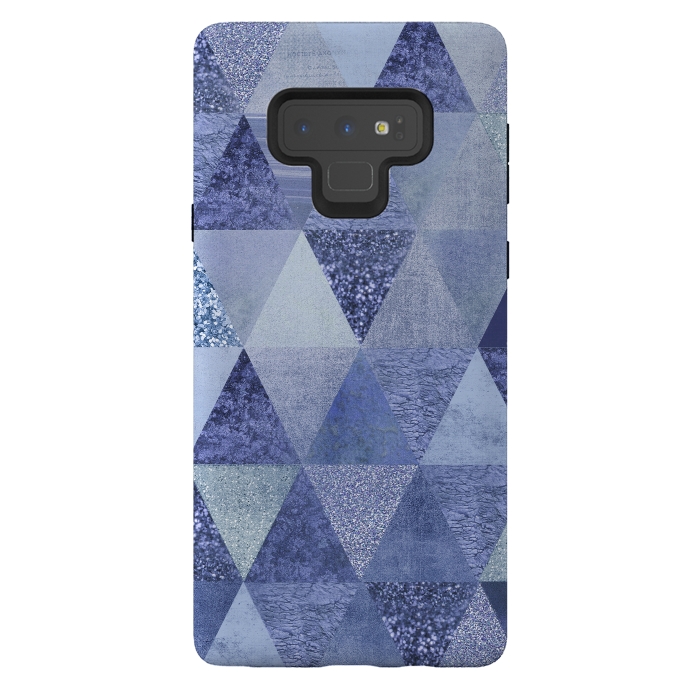 Galaxy Note 9 StrongFit Blue Glitter Triangle Pattern by Andrea Haase