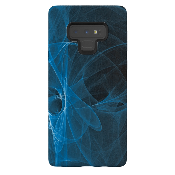 Galaxy Note 9 StrongFit Blue Light Fractals On Black by Andrea Haase