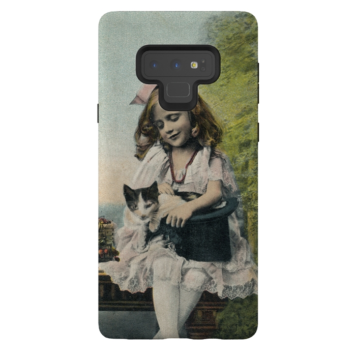 Galaxy Note 9 StrongFit Retro Girl With Cat by Andrea Haase