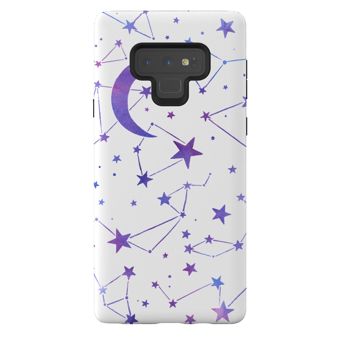 Galaxy Note 9 StrongFit Watercolor Star And Moon Constellations by Becky Starsmore
