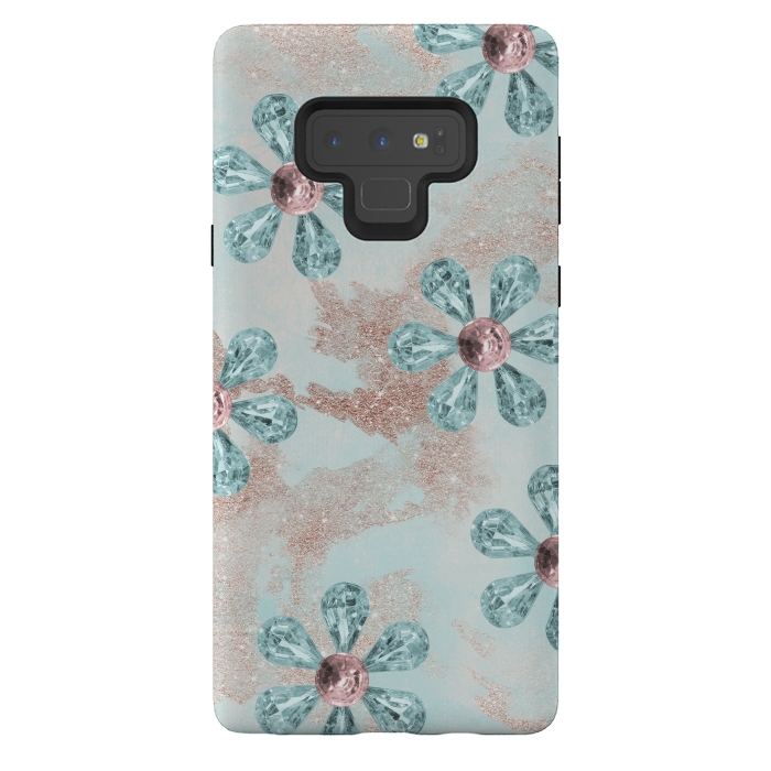 Galaxy Note 9 StrongFit Rhinesone Flower Sparkle by Andrea Haase