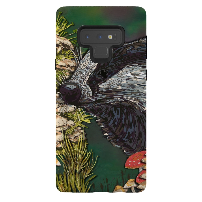 Galaxy Note 9 StrongFit Badger Woodland Walk by Lotti Brown