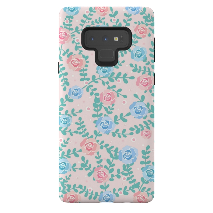 Galaxy Note 9 StrongFit Pink blue roses by Jms