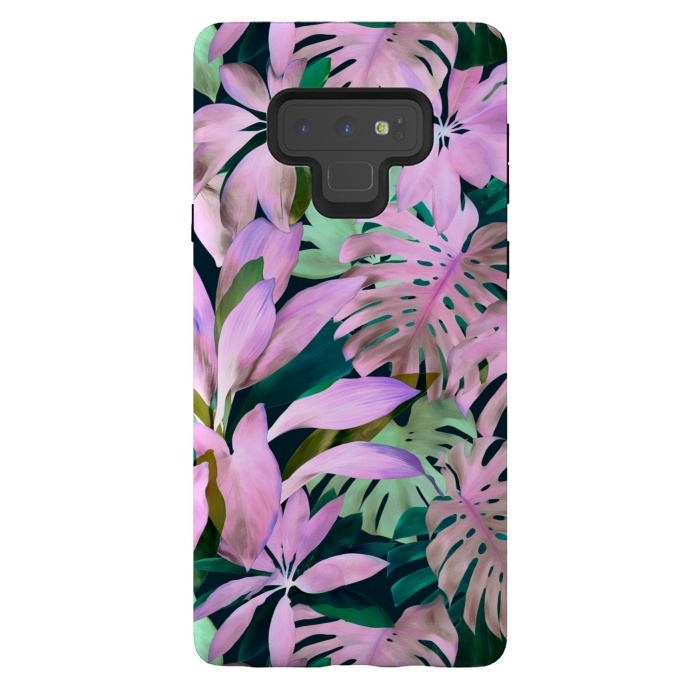 Galaxy Note 9 StrongFit Tropical Night Magenta Jungle by Micklyn Le Feuvre