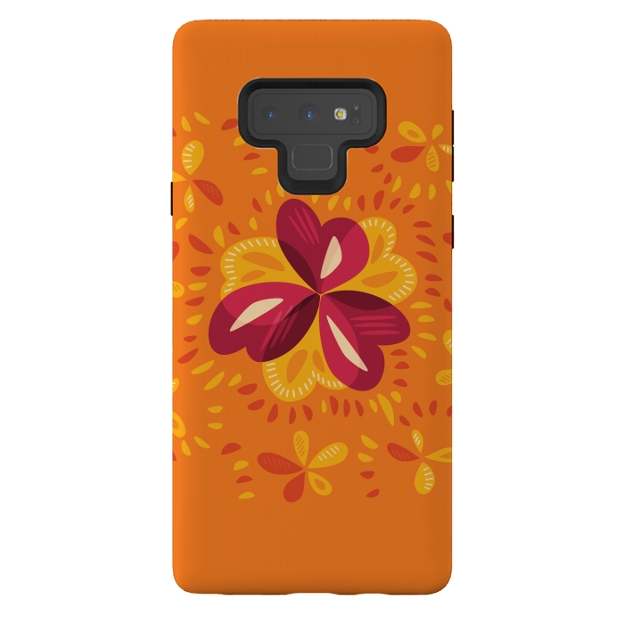Galaxy Note 9 StrongFit Abstract Clovers In Pink Yellow And Orange by Boriana Giormova