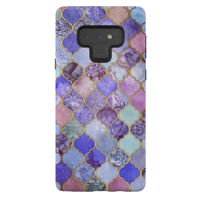 Galaxy Note 9 StrongFit Royal Purple, Mauve & Indigo Decorative Moroccan Tile Pattern by Micklyn Le Feuvre