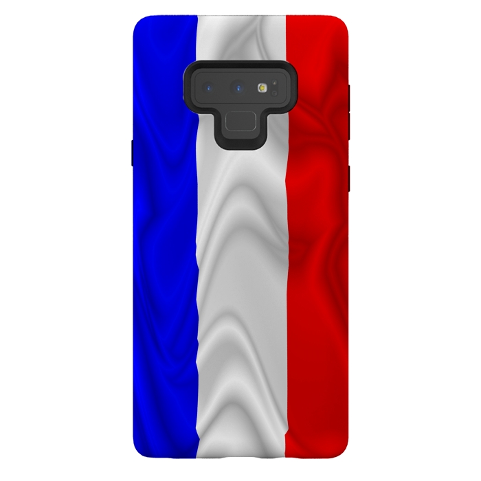 Galaxy Note 9 StrongFit France Flag Waving Digital Silk Satin Fabric  by BluedarkArt