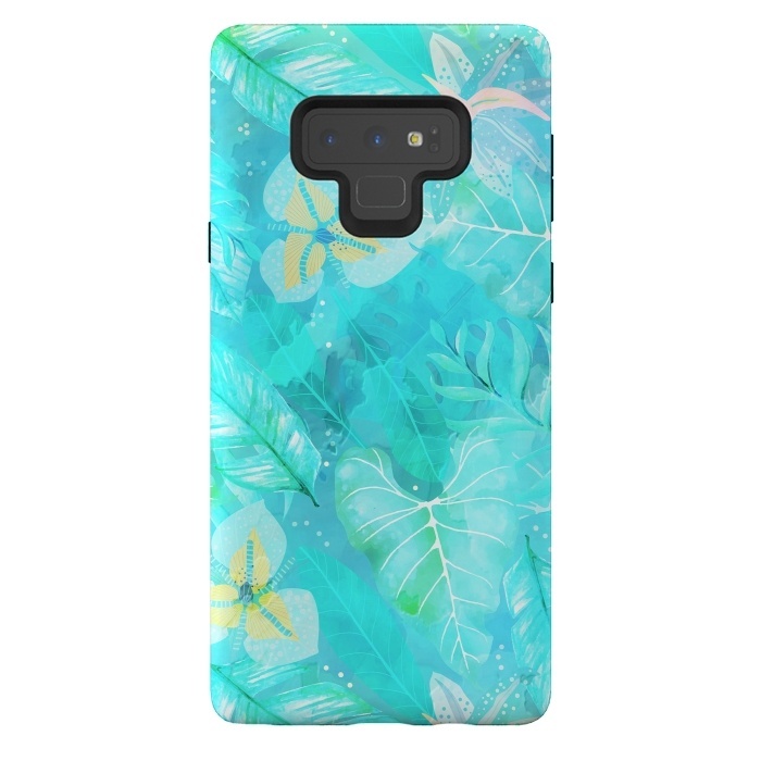 Galaxy Note 9 StrongFit Teal Aloha Jungle by  Utart