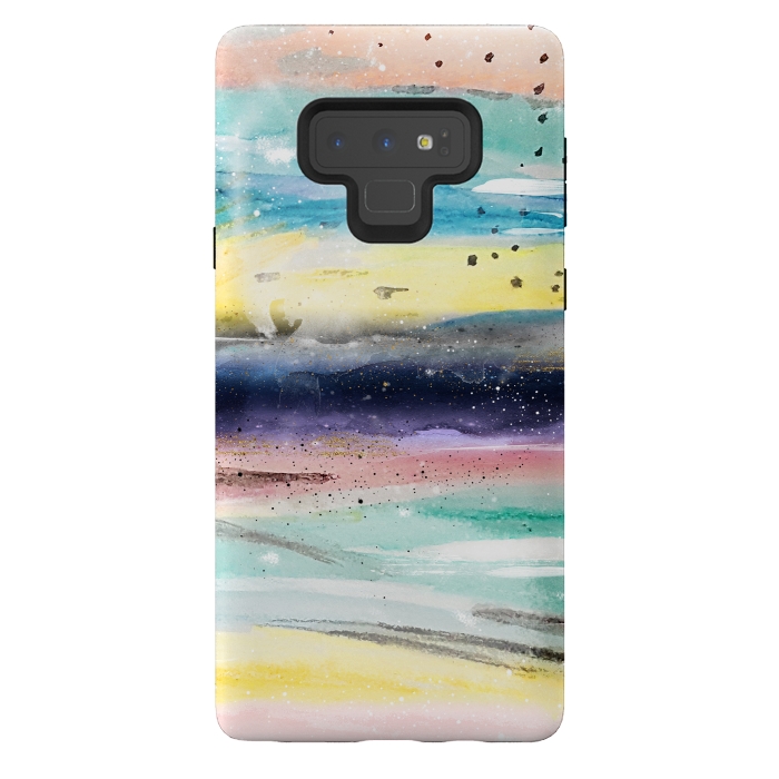 Galaxy Note 9 StrongFit Summer watercolor abstract art design by InovArts