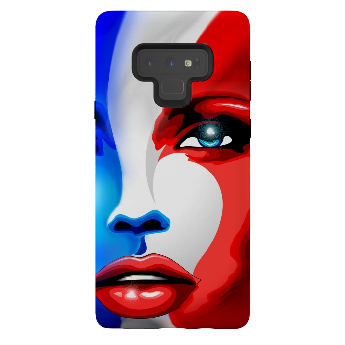 Galaxy Note 9 StrongFit France Flag Beautiful Girl Portrait by BluedarkArt