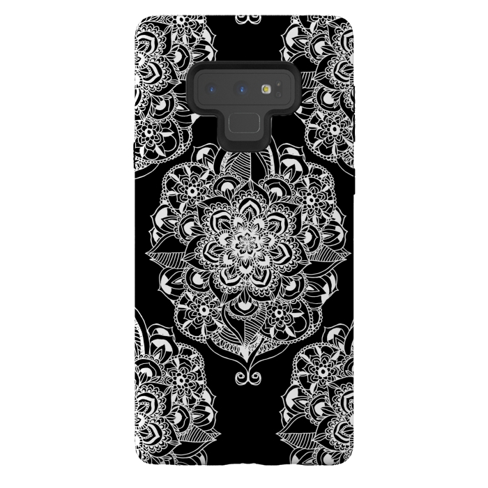 Galaxy Note 9 StrongFit Black & White Graphic Mandala Diamonds by Tangerine-Tane