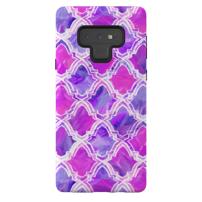 Galaxy Note 9 StrongFit Marrakesh Inspired Moroccan In Magenta & Purple by Tigatiga