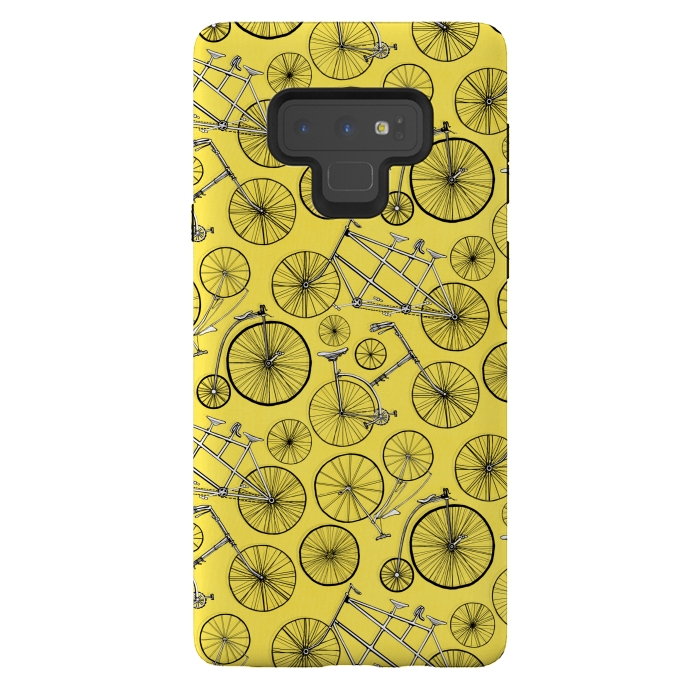 Galaxy Note 9 StrongFit Vintage Bicycles on Yellow  by Tigatiga