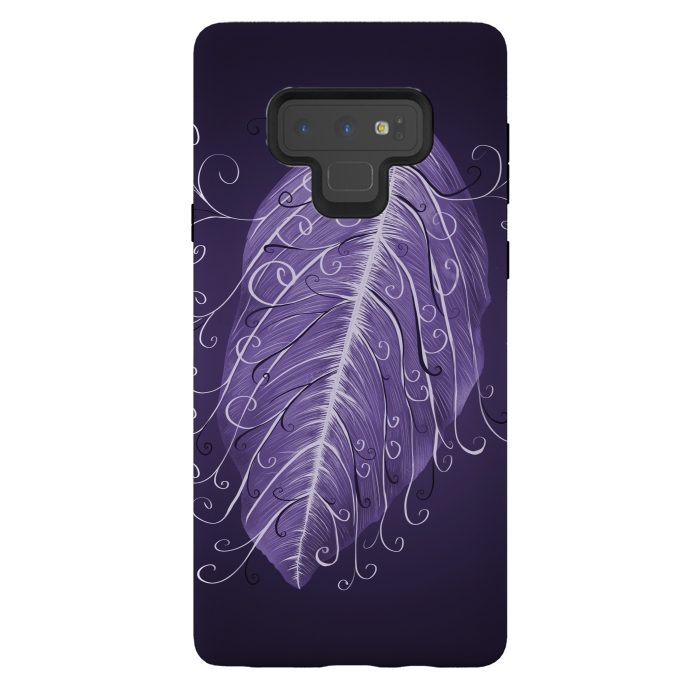 Galaxy Note 9 StrongFit Violet Swirly Leaf by Boriana Giormova