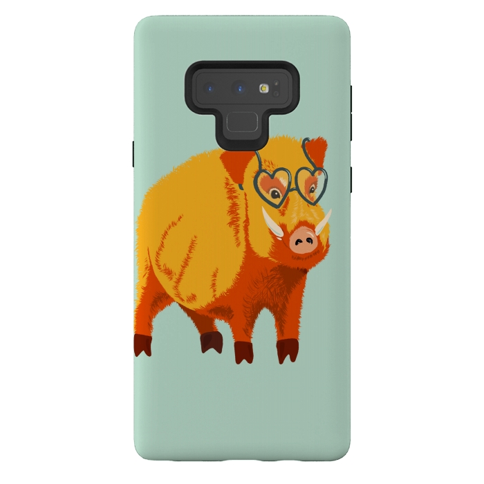Galaxy Note 9 StrongFit Cute Boar Pig With Glasses  by Boriana Giormova