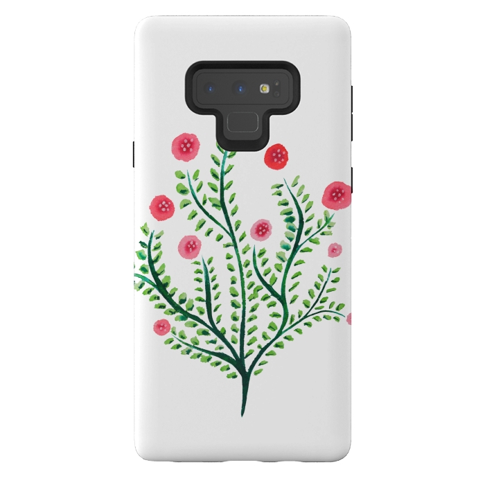 Galaxy Note 9 StrongFit Spring Plant In Pink And Green by Boriana Giormova