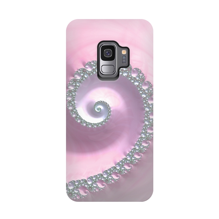 Galaxy S9 StrongFit Pink Pastel Fractal Swirl by Andrea Haase