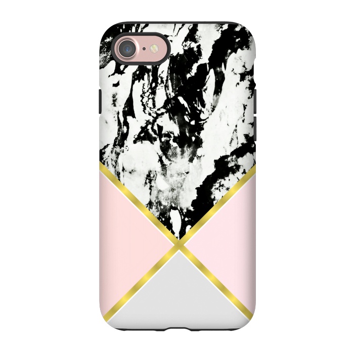 iPhone 7 StrongFit Pink geometric and black marble by Jms