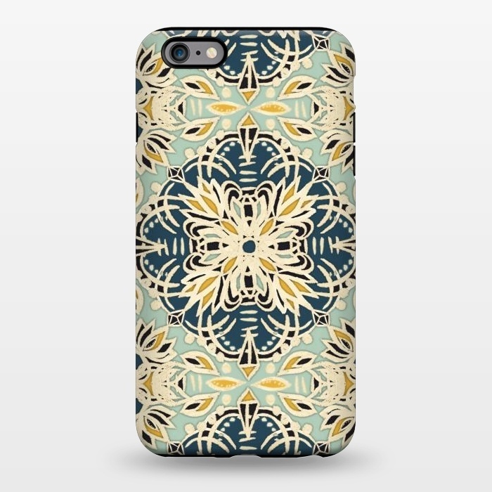iPhone 6/6s plus StrongFit Protea Pattern in Deep Teal, Cream, Sage Green & Yellow Ocher by Micklyn Le Feuvre