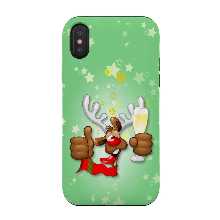iPhone Xs / X StrongFit Reindeer Drunk Funny Christmas Character by BluedarkArt