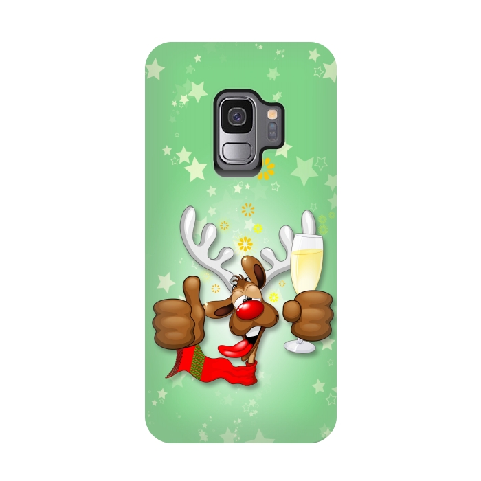 Galaxy S9 StrongFit Reindeer Drunk Funny Christmas Character by BluedarkArt
