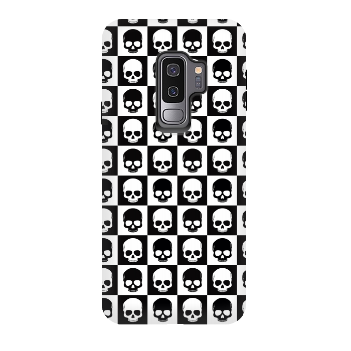 Galaxy S9 plus StrongFit Checkered Skulls Pattern I by Art Design Works