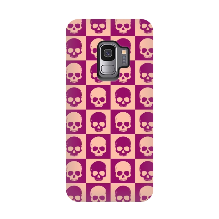 Galaxy S9 StrongFit Checkered Skulls Pattern II by Art Design Works