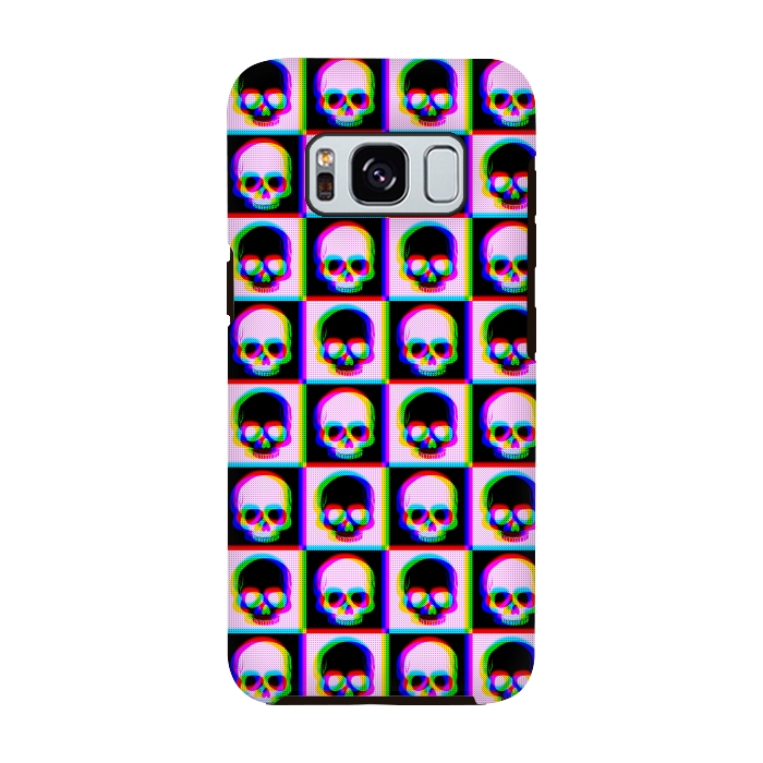 Galaxy S8 StrongFit Glitch Checkered Skulls Pattern IV by Art Design Works