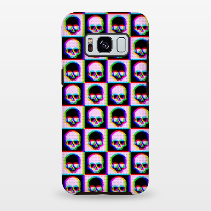 Galaxy S8 plus StrongFit Glitch Checkered Skulls Pattern IV by Art Design Works