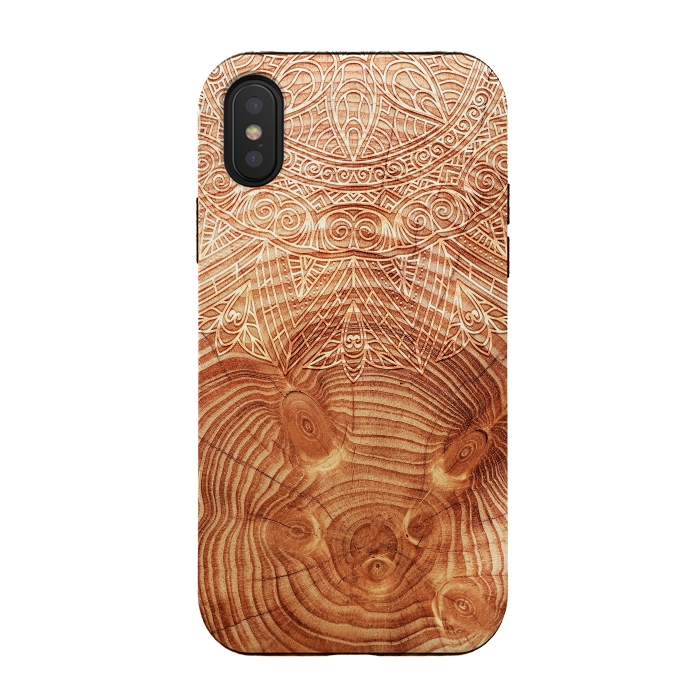 iPhone Xs / X StrongFit Mandala Wood I by Art Design Works