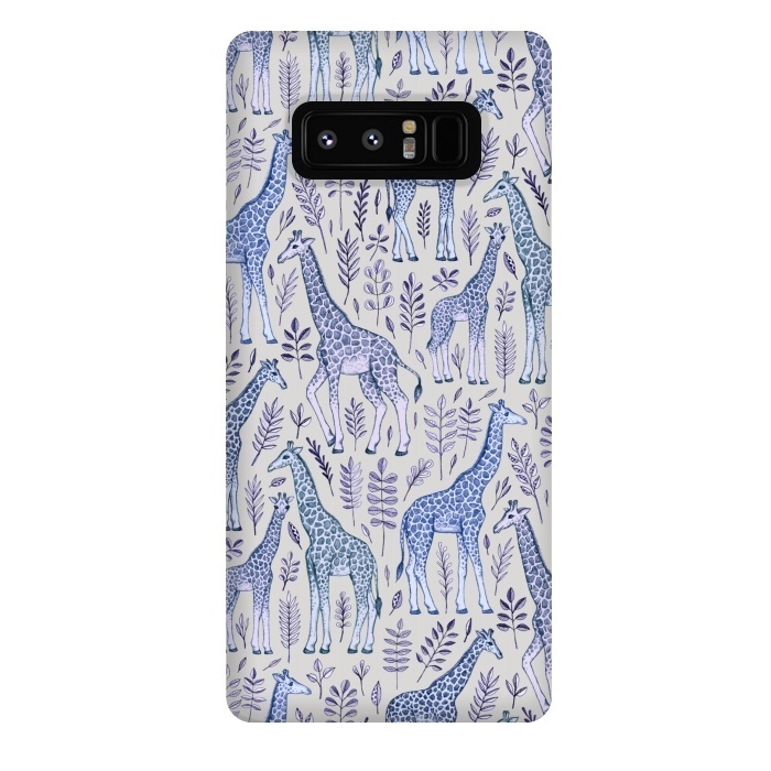 Galaxy Note 8 StrongFit Little Giraffes in Blue, Purple and Grey by Micklyn Le Feuvre