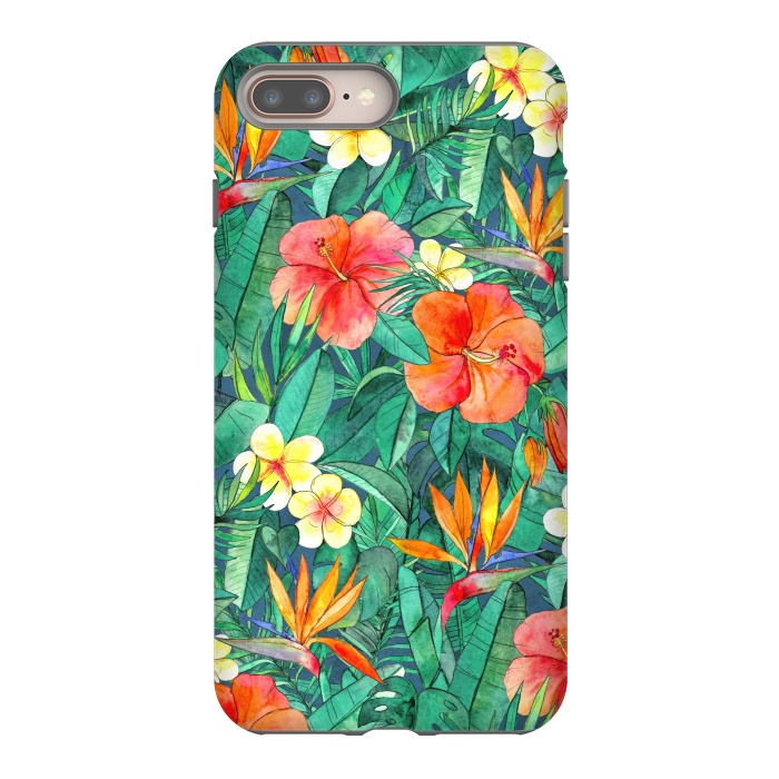 iPhone 7 plus StrongFit Classic Tropical Garden in Watercolor by Micklyn Le Feuvre