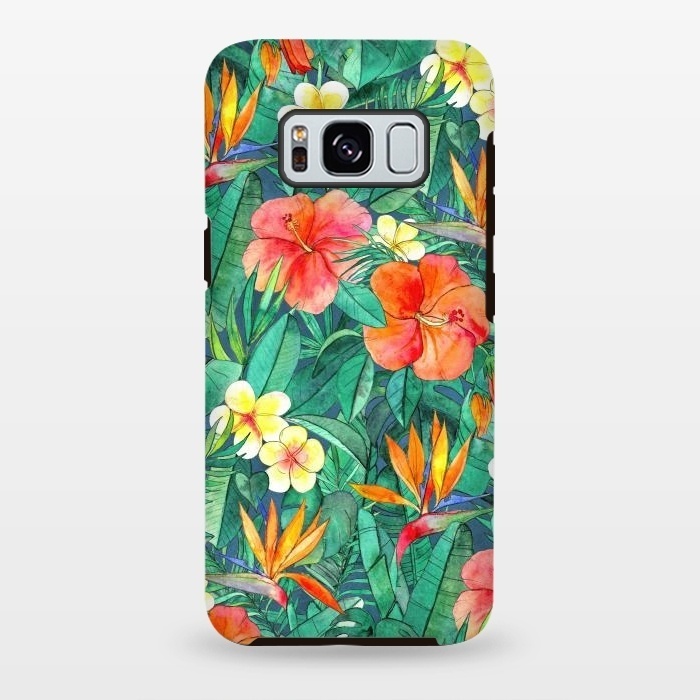 Galaxy S8 plus StrongFit Classic Tropical Garden in Watercolor by Micklyn Le Feuvre