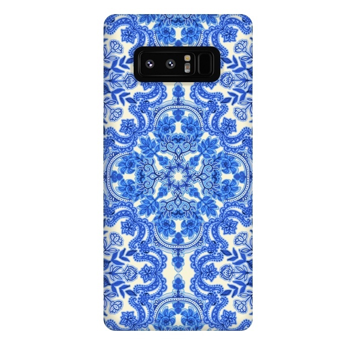 Galaxy Note 8 StrongFit Cobalt Blue and China White Folk Art Pattern by Micklyn Le Feuvre