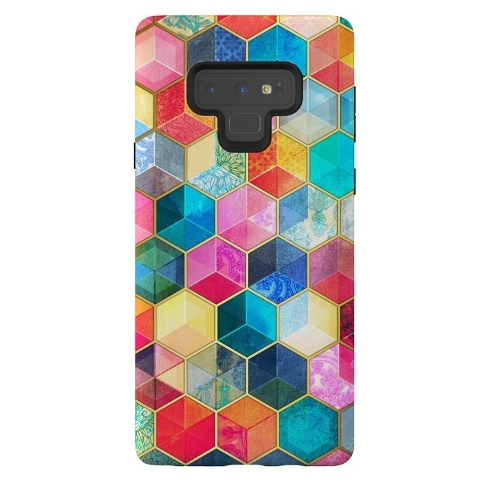 Galaxy Note 9 StrongFit Crystal Bohemian Honeycomb Cubes by Micklyn Le Feuvre