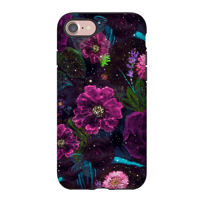 iPhone 7 StrongFit Whimsical Watercolor night garden floral hand paint  by InovArts