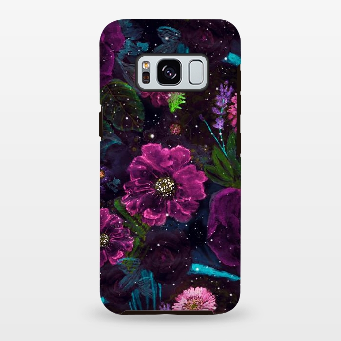 Galaxy S8 plus StrongFit Whimsical Watercolor night garden floral hand paint  by InovArts
