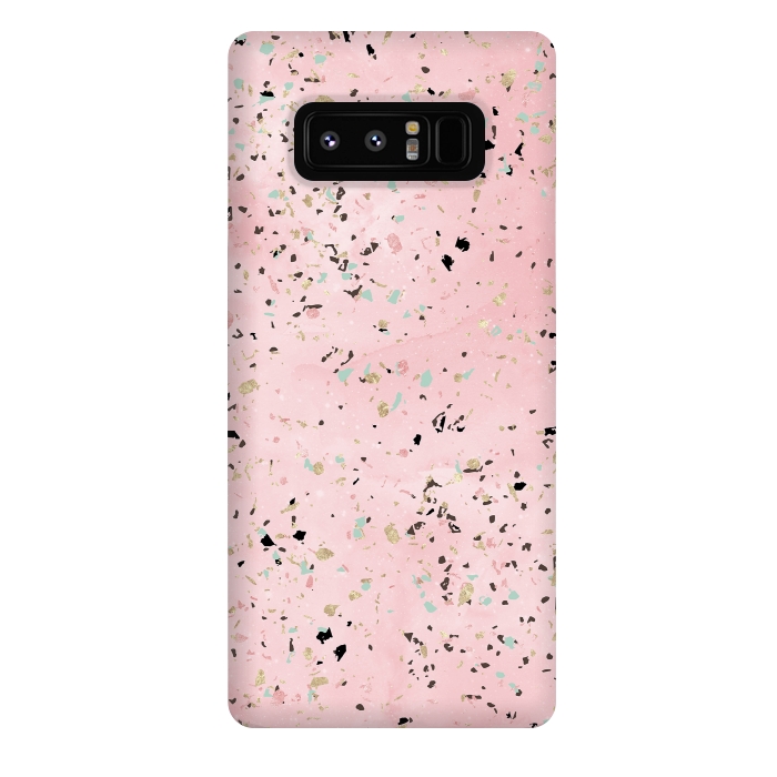 Galaxy Note 8 StrongFit Blush and gold marble terrazzo design by InovArts