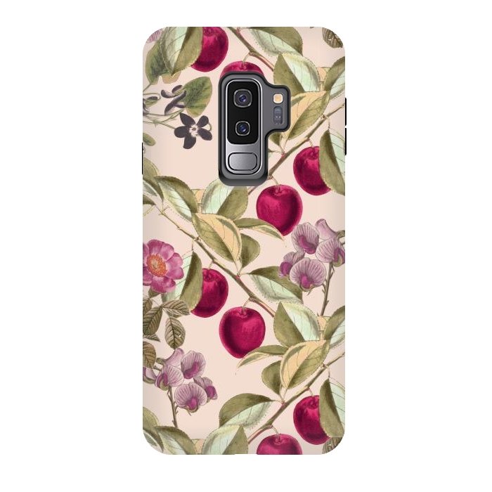 Galaxy S9 plus StrongFit Pink Fruits and Flowers Pattern  by Zala Farah