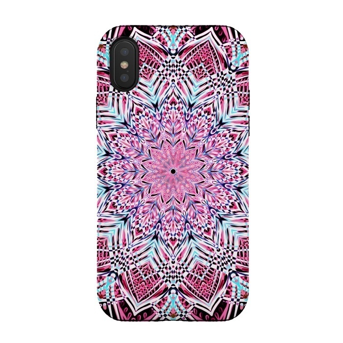 iPhone Xs / X StrongFit Berry Pink Detailed Mandala by Micklyn Le Feuvre
