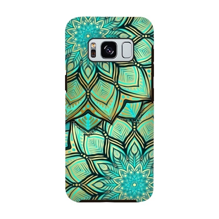 Galaxy S8 StrongFit Emerald and Teal Gilded Mandala by Micklyn Le Feuvre