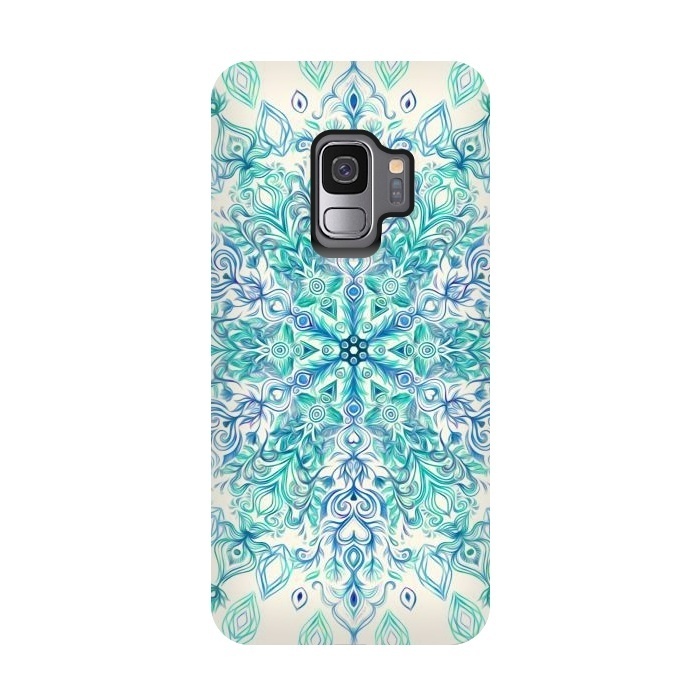 Galaxy S9 StrongFit Peppermint Snowflake on Cream  by Micklyn Le Feuvre