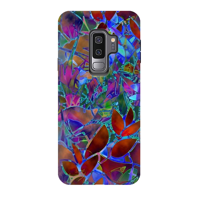 Galaxy S9 plus StrongFit Floral Abstract Stained Glass G174 by Medusa GraphicArt